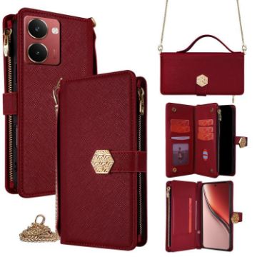 Realme P3 Ultra 5G Red Crossbody Handle Textured Leather Case - 1