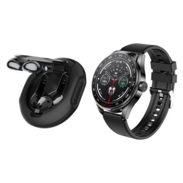 D9 1.46" 2-in-1 Bluetooth Earphone Smartwatch, NFC, Heart Rate, Black - 1