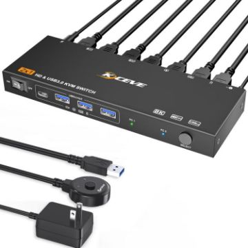 KCEVE KC-KVM9201 8K HDMI & USB3.0 Monitor KVM Switch, US Plug - 1
