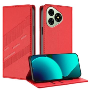 Ulefone Note 19 Red Embossed Wallet Retro Leather Phone Case - 1