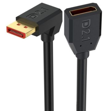DP2.1 Male to Female Elbow 52Gbps 16K DisplayPort Adapter 50cm - 1