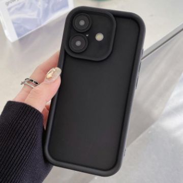 iPhone 16 Frosted Shockproof TPU Case - Precise Hole, Black - 1