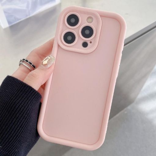 iPhone 13 Pro Shockproof TPU Case, Frosted Light Pink Frame - 1