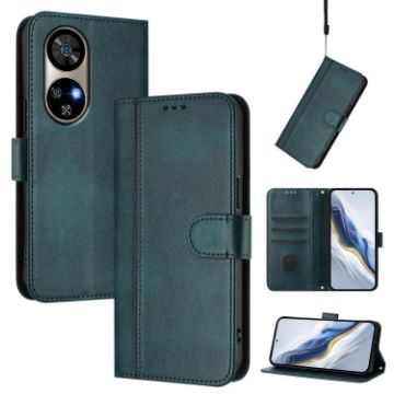 Ulefone Note 17 Pro Retro Leather Case, Dark Green, Line Splicing Buckle - 1