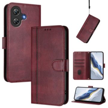 Ulefone Note 21 Retro Leather Case, Wine Red, Line Splicing Buckle - 1