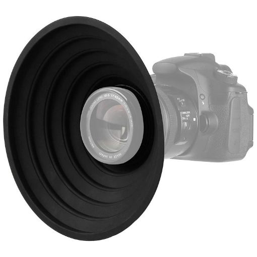 Universal Black Silicone Lens Hood, 30-50mm Size - 1