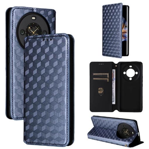 Fossibot S3 Pro Blue Flip Leather Phone Case with Cubic Grid Texture - 1