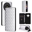 Fossibot S3 Pro Silver Cubic Grid Leather Flip Phone Case - 1