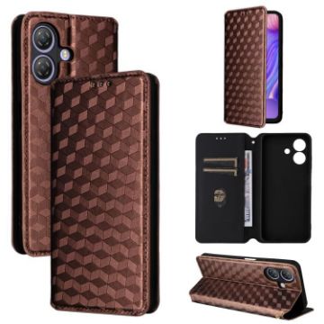 Ulefone Note 21 Brown Cubic Grid Flip Leather Phone Case - 1