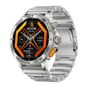 AK77 Smart Watch, Fitness Tracker with Health Monitoring (Silver Steel) - 1