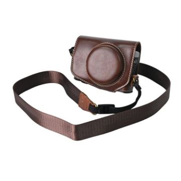 Canon G7 X Mark III Retro Leather Camera Case Bag with Strap (Coffee) - 1