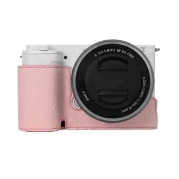 Sony ZV-E10 Pink Litchi Texture PU Leather Camera Half Case - 1