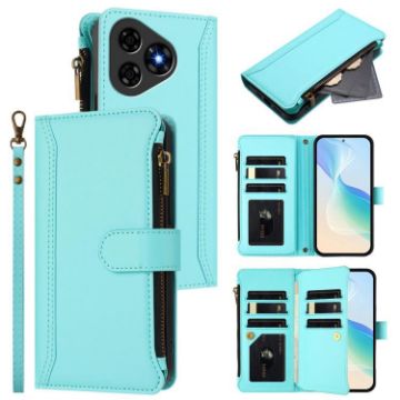 Ulefone Note 19 Leather Case: 9 Card Slots, Magnetic, Mint Green - 1