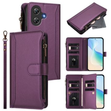 Ulefone Note 21 Purple Leather Case: 9 Card Slots & Hand Strap - 1