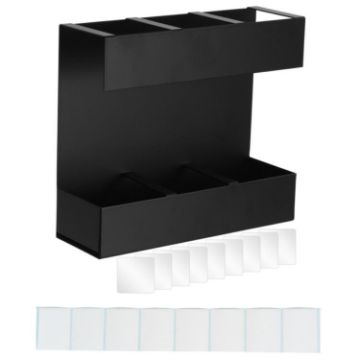 Black Three-grid Straw Cutlery Metal Storage Rack Kitchen Organizer - 1