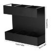 Black Three-grid Straw Cutlery Metal Storage Rack Kitchen Organizer - 2