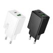 hoco N69 Dual Port Charger: PD20W + QC3.0, EU Plug, White - 2