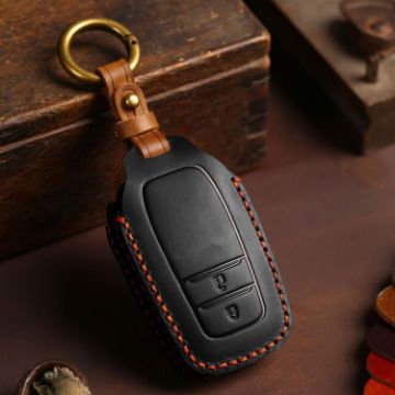 Toyota Corolla 2-Button B110 Crazy Horse Leather Key Cover (Black) - 1