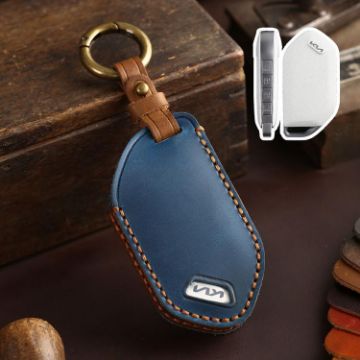 Kia K3/K5 2024 Blue Cowhide Car Key Cover (8-button) - 1