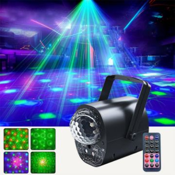 RGB Laser Light LED Stage Lamp with Remote Control (Black) - 1
