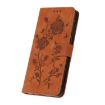 Samsung Galaxy A03 Brown Leather Case - Rose Embossing Pattern - 5