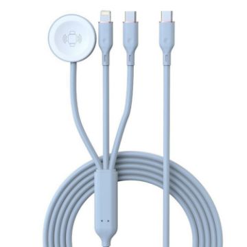 1-To-3 Type-C & 8 Pin Charger + Wireless Watch Charger (Blue) - 1