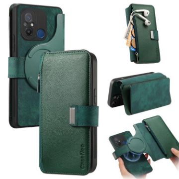 Redmi 12C MagSafe Anti-theft RFID Leather Wallet Case (Green) - 1