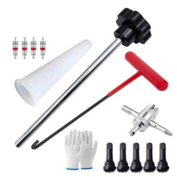 13pcs Car Tire Repair & Valve Installation Tool Set (Black) - 1