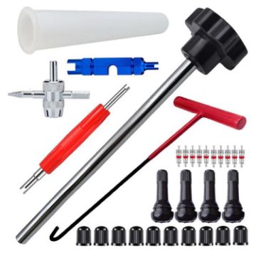 30pcs Car Tire Valve Repair & Installation Tool Set (Black) - 1