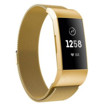 Fitbit Charge 3/4 Milanese Gold Magnetic Stainless Steel Band - 1