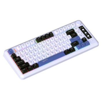 HXSJ L400 Wireless RGB Keyboard, Thin Film, 81 Keys, Black/White/Blue - 1