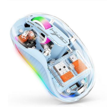 HXSJ M333 Blue Transparent Wireless Mouse - Three Modes - 1