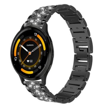Garmin Venu 3/vivoactive4 22mm Diamond Steel Watch Band (Black) - 1