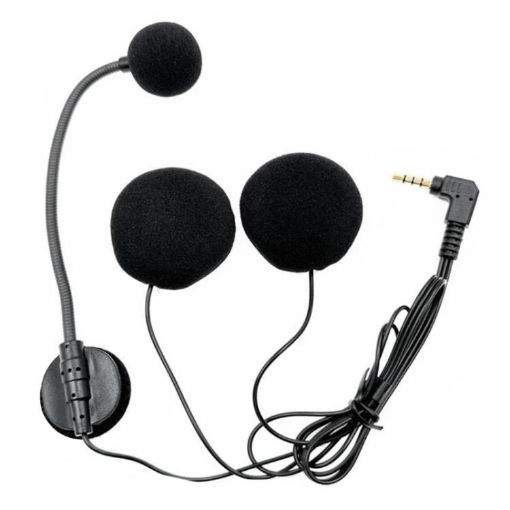 Black Motorcycle Half Helmet Intercom Headset Microphone - 1