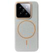 Xiaomi 14 MagSafe Litchi Grain TPU Case (Grey Orange) - 1