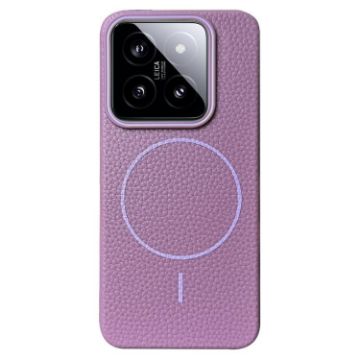 Xiaomi 14 Pro MagSafe Litchi Grain TPU Case (Sunset Purple) - 1