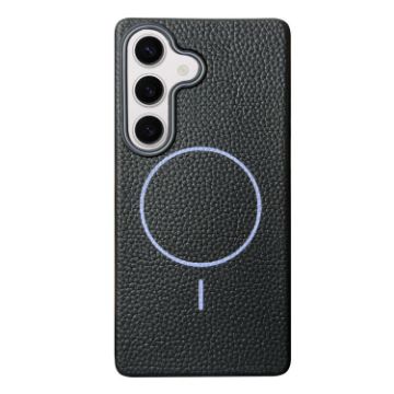 Samsung Galaxy S24 FE 5G MagSafe Litchi Grain TPU Case (Black Purple) - 1