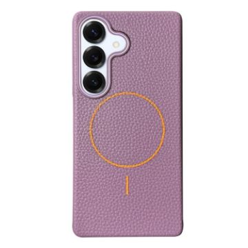 Samsung Galaxy S25 5G Circle MagSafe Litchi TPU Case (Purple Orange) - 1