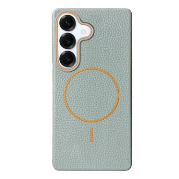 Samsung Galaxy S25+ 5G MagSafe Litchi Grain TPU Case, Blue Orange - 1