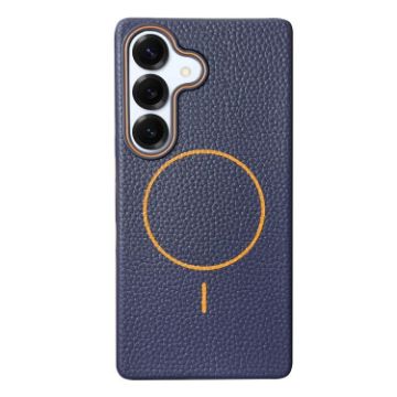 Galaxy S25+ 5G Litchi TPU Case, Dark Blue Orange, MagSafe Compatible - 1