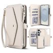 Galaxy S25 5G Wallet Leather Phone Case with Lanyard (White) - 1