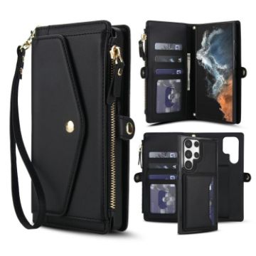 Galaxy S23 Ultra 5G Wallet Detachable Leather Case with Lanyard - 1