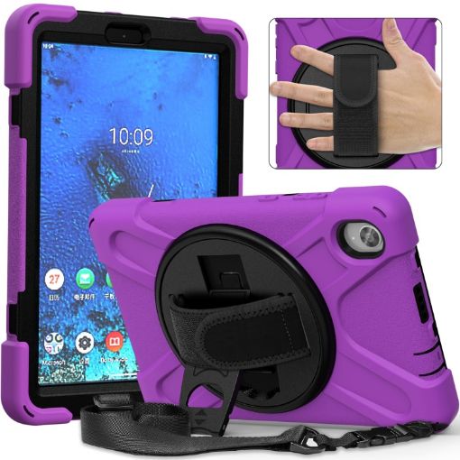 Lenovo Tab M8 (2020) Shockproof Case with Holder & Straps (Purple) - 1