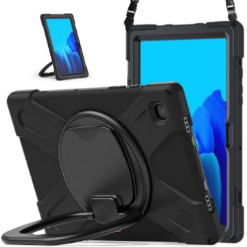 Samsung Galaxy Tab A7 10.4 Case with Holder & Strap (Black) - 1