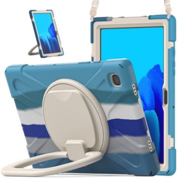 Galaxy Tab A7 10.4 Case with Holder & Strap, Silicone + PC, Blue - 1