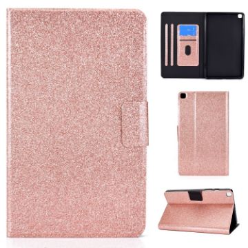 Samsung Galaxy Tab A7 Lite Glitter Flip Case with Holder - Rose Gold - 1