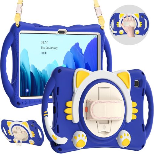 Samsung Galaxy Tab A7 10.4 Cat King Kids Shockproof Case, Dark Blue - 1
