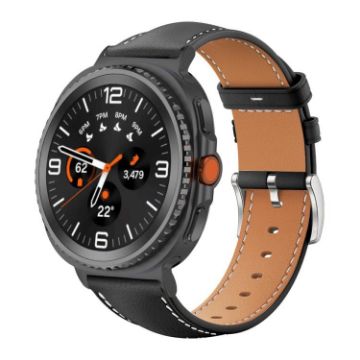 Samsung Galaxy Watch8 Black Leather 20mm Watch Band - 1