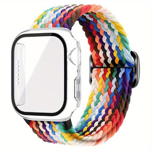 Rainbow Nylon Band & Frosted Case for Apple Watch 44mm/45mm - 1