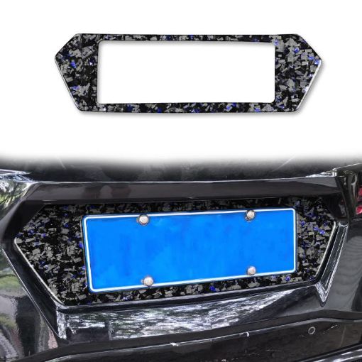 Blue Forged Gold Foil Carbon Fiber License Frame for Corvette C8 2020+ - 1